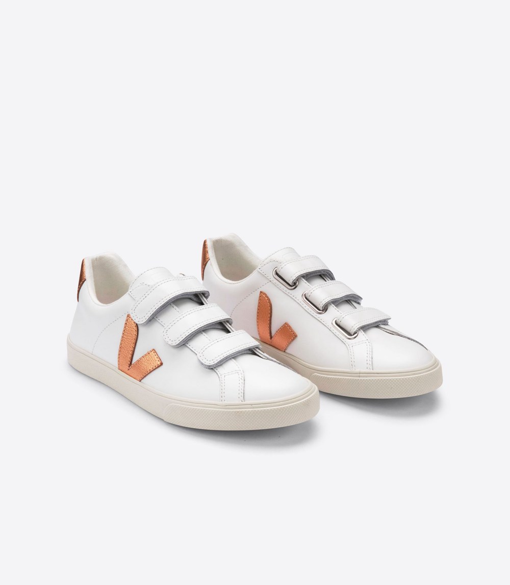 Tenis Veja Mujer - 3-Lock Cuero - Blancos - 540UEFHQJ